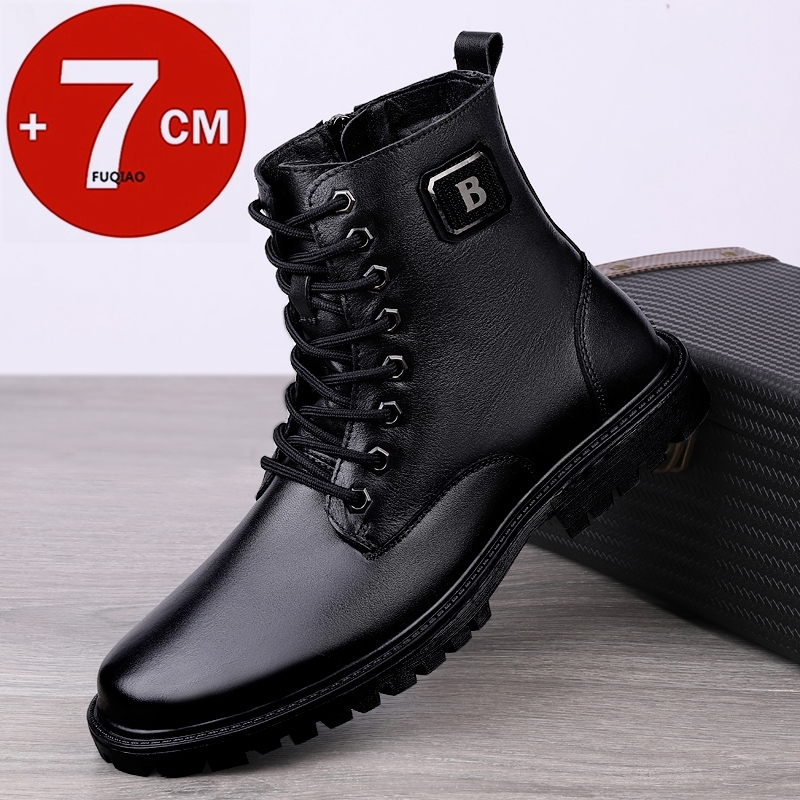 Men Shoes Size Chart - Bottines rehaussantes en cuir véritable pour
