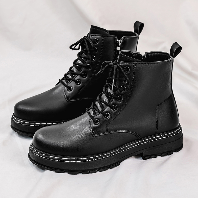 Men'S Shoes Dq - Bottes de moto en cuir verni