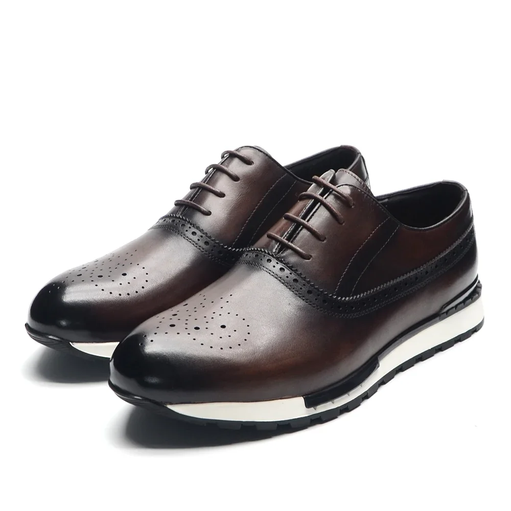 Oxford Brogue Leather - Chaussures Oxford en cuir véritable faites