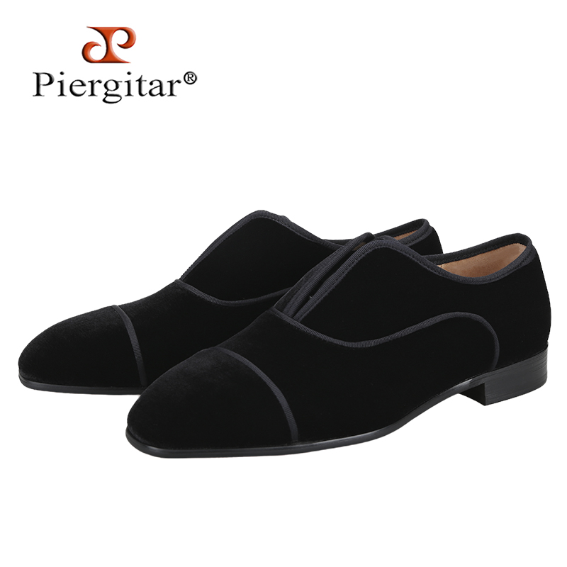 Men Shoes Red Bottom - Pierguitar-Chaussures Oxford en Velours Noir pour