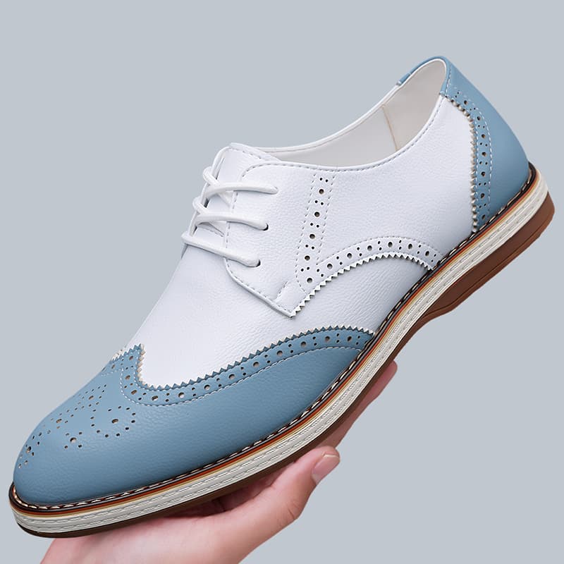 Oxford Brogue Leather - Chaussures Oxford brogues bicolores blanches et
