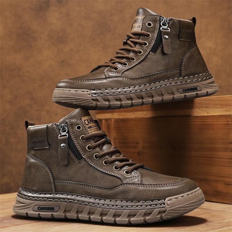 Running Shoes Lightweight - Bottes hautes en cuir pour hommes,