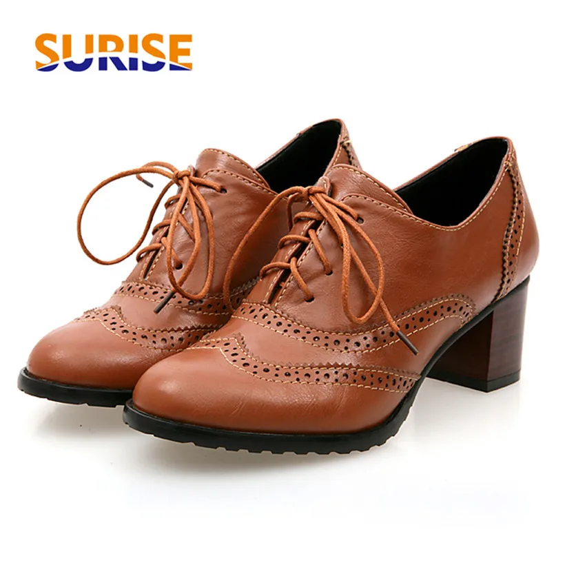Oxford Brogue Leather - Escarpins britanniques à talons hauts pour