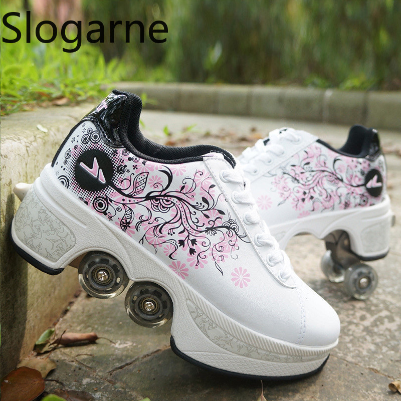 Men Shoes Sneakers - Femmes 4 roues déformation patins à