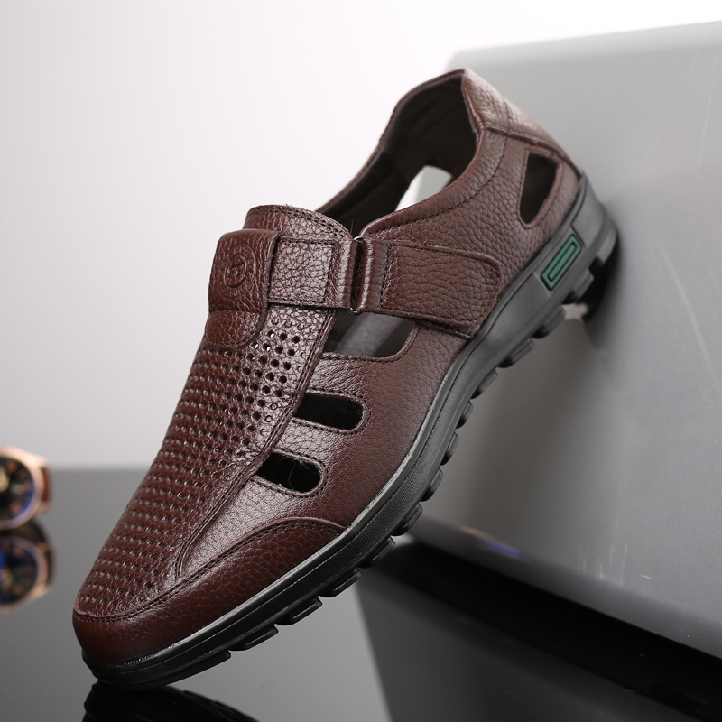 Sandales en cuir véritable pou - Men Shoes Eu To Us Size avis et prix